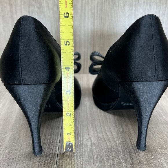 J.Renee Shoes Womens Sz 7 Gabriele Peep Toe High Heel Platform Pumps Satin Black - Picture 8 of 8